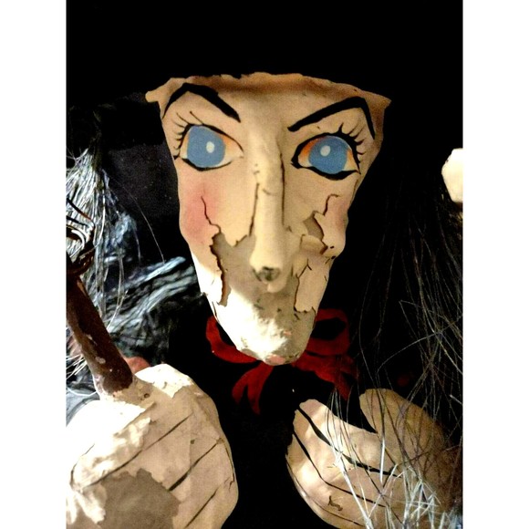 Vintage 26" Tall Paper Mache Halloween Witch Hat Decor - Picture 5 of 8